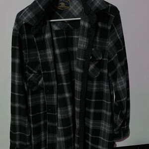 Black and Gray Plaid Flannel Shirt